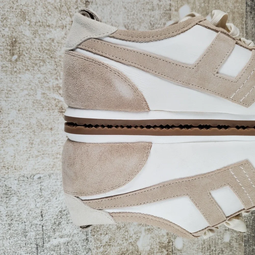 Free People Aces Shoes Sz 11 Tennis Chalk Desert Sand Suede Low-Top Sneaker